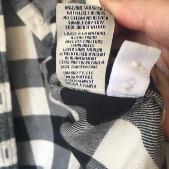 TAILOR VINTAGE Shirt Long Sleeve Button Black White Check 2XL XXL - Picture 4 of 7